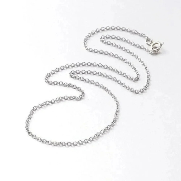 Surgical Stainless Steel Silver Rolo Chain Necklace 2mm Links 28" Long - Picture 2 of 2